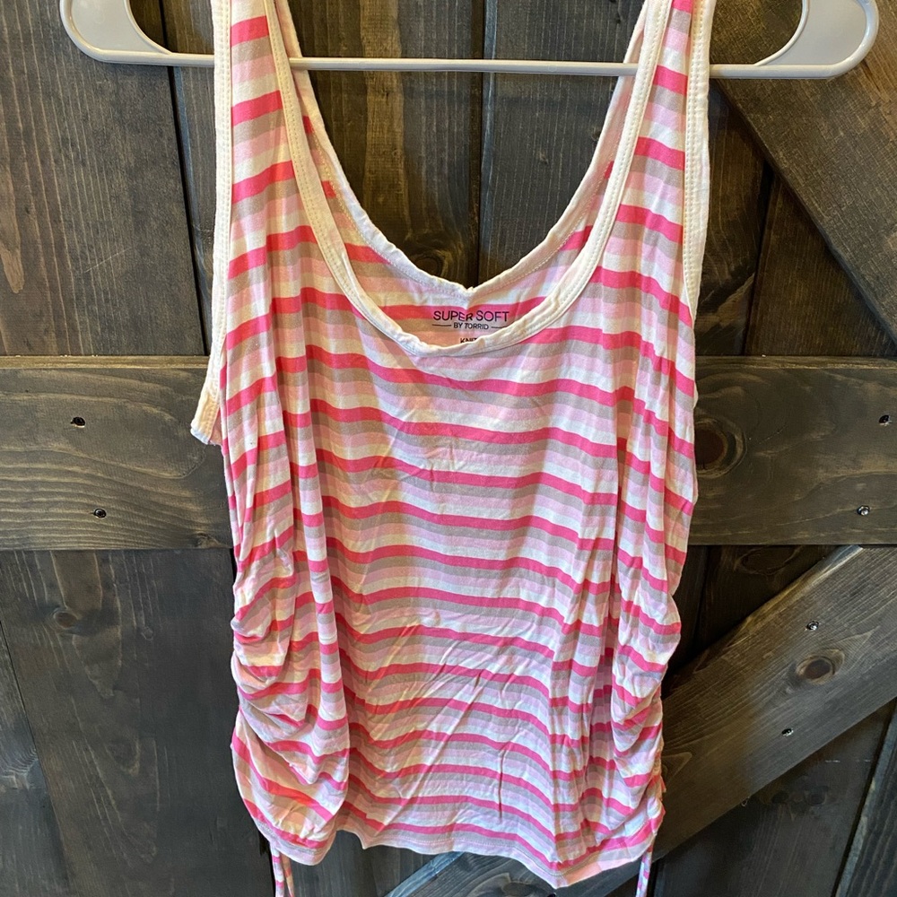 Torrid Pink and Cream Striped Tank Top